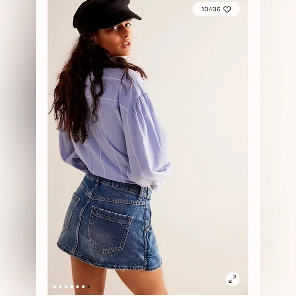 Free People We The Free Wynne Denim Skirt. NWT. Cornflower - Picture 7 of 7